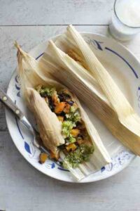 Black Bean Tamale Recipe with Spicy Tomatillo Salsa